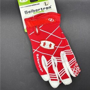 Seibertron Red and White Football Gloves